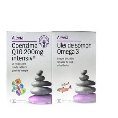 Coenzyme Q10 Intensive Package 200mg 30 gélules et Omega 3 Salmon Oil 30 gélules, Alevia