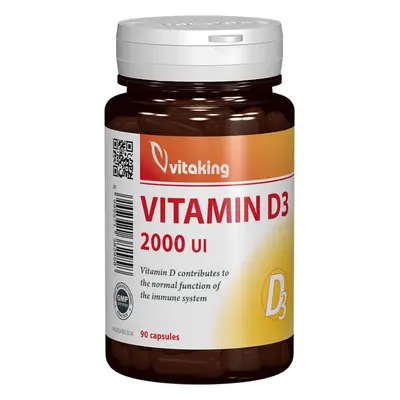 Vitamine D3, 2000 UI, 90 gélules, Vitaking