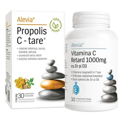 Propolis C Tare 100% Naturelle 30 comprimés + Vitamine C 1000 mg Retard avec Zn et D3 30 comprim