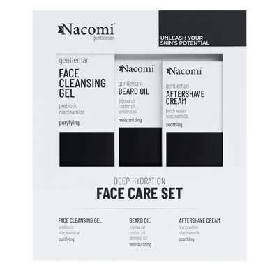 Nacomi Gentleman Deep Hydration set, gel nettoyant pour le visage, 140ml + huile à barbe, 40ml +