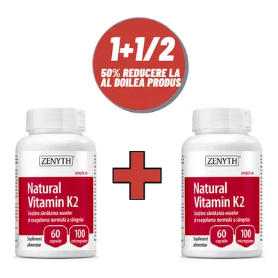 Vitamine K2, 60 + 60 gélules, Zenyth (50% de réduction sur le deuxième produit)