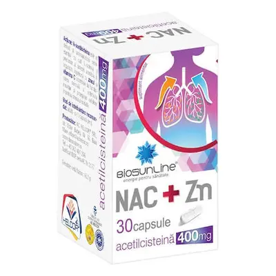 NAC+Zn 400 mg avec vitamine C et zinc Bioline, 30 gélules, Helcor