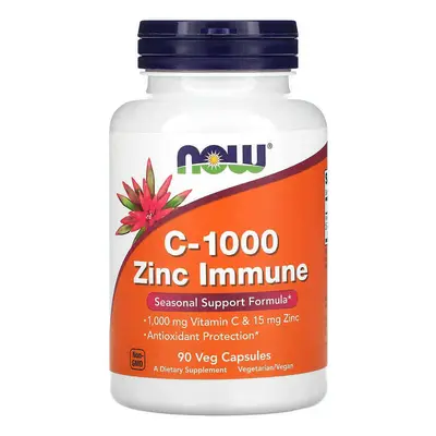 Vitamine C-1000 mg avec Immune Zinc, 90 gélules végétales, Now Foods