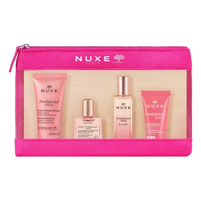 Nuxe Prodig Floral set avec trousse de maquillage, gel douche, 30 ml + huile, 10 ml + parfum, 15