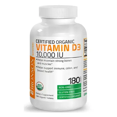 Vitamine D3 Haute Dose Bio, 10 000 UI, 180 gélules, Bronson Laboratories