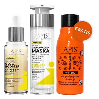 Apis Ceramide Power Set, booster de brillance nourrissant, 30 ml + masque de nuit reconstructeur