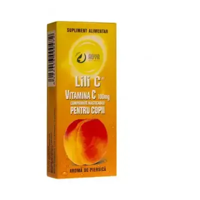 Vitamine C 100 mg au goût de pêche pour les enfants, 30 comprimés, Adya