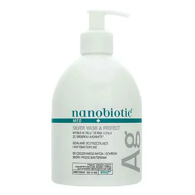 Nanobiotic Med Plus Silver Wash & Protect, gel savon pour les mains et le corps, 500 ml