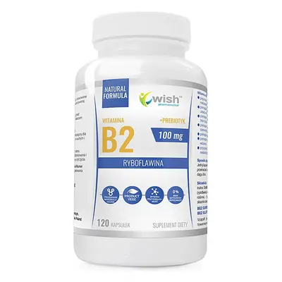 Wish Vitamine B2 100 mg + Prébiotique, 120 gélules