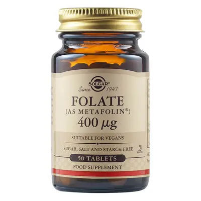 Acide folique Folate 400 ug, 50 comprimés, Solgar