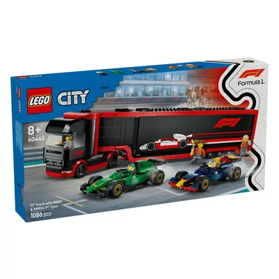 Camion de F1 avec les voitures de F1 RB20 et AMR24 City, 60445, + 8 ans, Lego