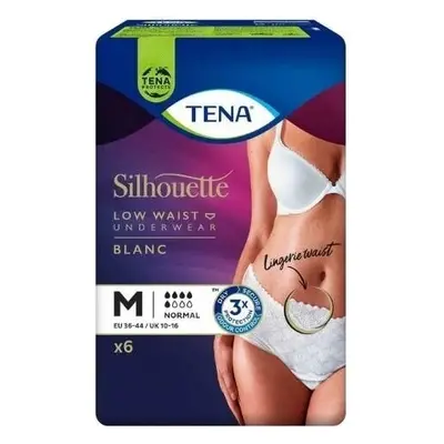 TENA Silhouette Normal Taille Basse Blanc M 1×6 pièces, sous-vêtements d'incontinence pour femme