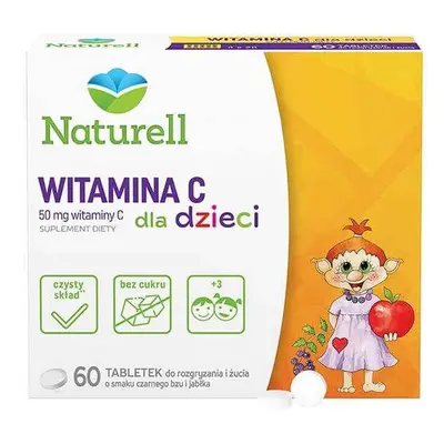 Naturell Vitamine C pour enfants 50 mg, arôme sureau et pomme, 60 comprimés à croquer