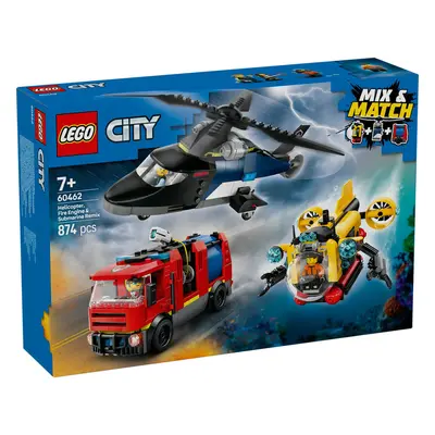 Hélicoptère, camion de pompiers et sous-marin remixés, 60462, + 7 ans, Lego