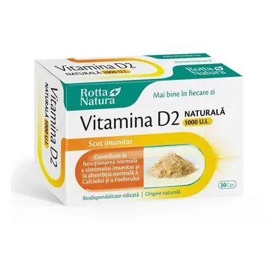 Vitamine D2 naturelle 1000 IU, 30 gélules, Rotta Natura