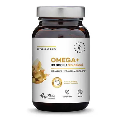 Aura Herbals Omega + Vitamine D3 800 IU pour les enfants, 60 gélules détachables