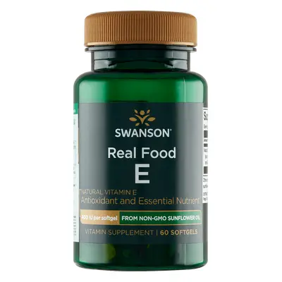 Swanson Real Food E, vitamine E naturelle 400 UI, 60 gélules