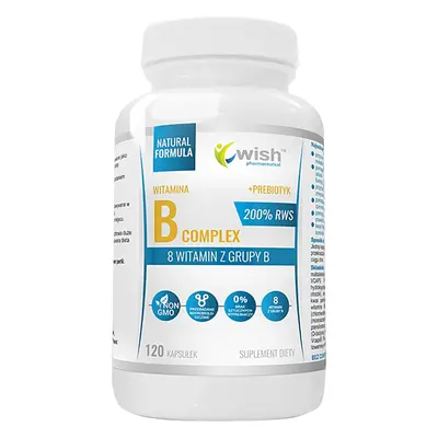 Wish Vitamin B Complex, 8 vitamines B + prébiotique, 120 gélules