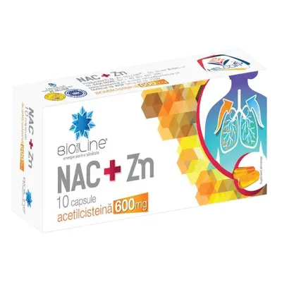 NAC+Zn 600 mg Acétylcystéine avec vitamine C Bioline, 10 gélules, Helcor