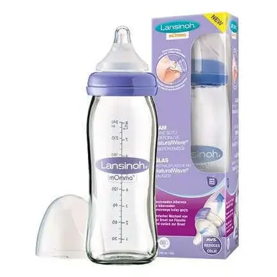 Biberon 240 ml avec tétine en silicone, 0-12 mois, Lansinoh Momma