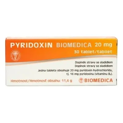 Pyridoxine 20 mg 1×30 tbl, complément alimentaire