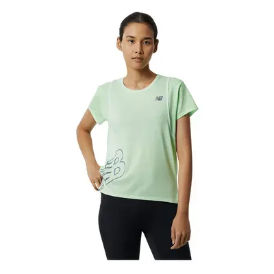 T-shirt à manches courtes New Balance imprimé Fast Flight Vert lime Femme, Taille XS