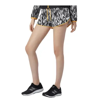 Short New Balance Printed Fast Flight Split Blanc Noir Femme, Taille XS