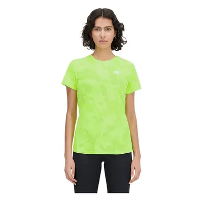 T-shirt New Balance Q Speed Jacquard à Manches Courtes Vert Lima Femme, Taille XS