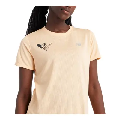 T-shirt femme orange New Balance Athletics Valencia Marathon à manches courtes, Taille S