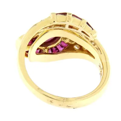 Bague serpent or jaune rubis et diamants - Bague Vintage - bijou de luxe certifié