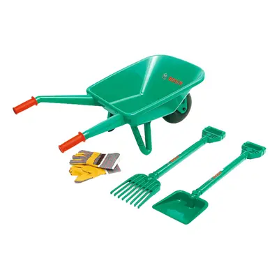 Jouet Kit de jardinage 4 pièces: brouette, bêche, râteau et gants