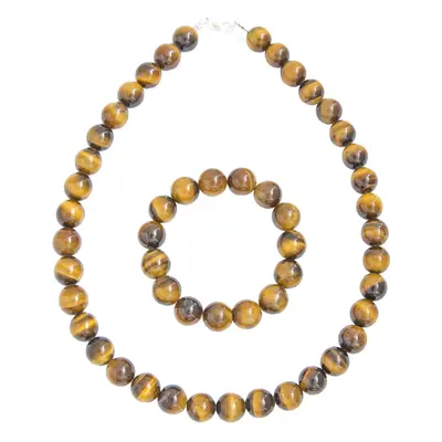 Parure Oeil de tigre - Pierres Boules 12mm