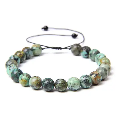 Bracelet Chrysocolle - Pierres boules 8mm cordon ajustable