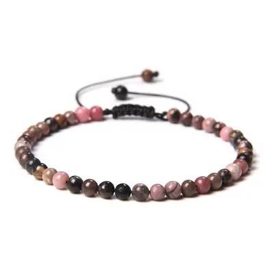 Bracelet Rhodochrosite - Pierres boules 4mm cordon ajustable