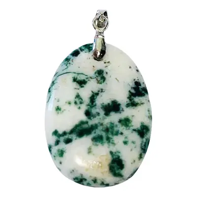 Pendentif Agate arbre - Pierre plate