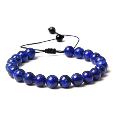 Bracelet Lapis-lazuli - Pierres boules 8mm cordon ajustable