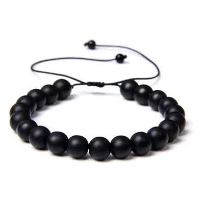 Bracelet Onyx mat - Pierres boules 8mm cordon ajustable