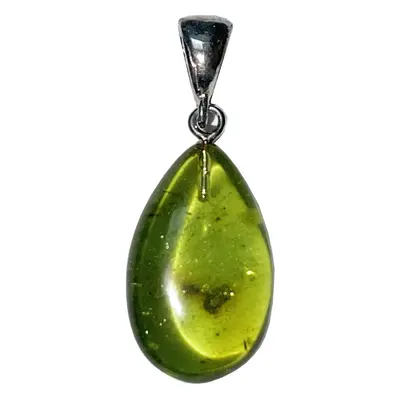 Pendentif Ambre verte - Pierre brute