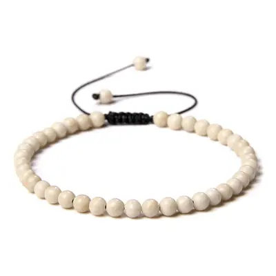 Bracelet Fossile blanc - Pierres boules 4mm cordon ajustable