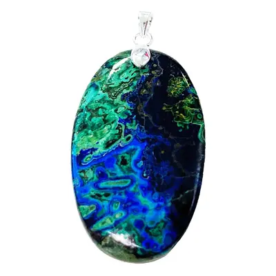 Pendentif Azurite - Pierre plate