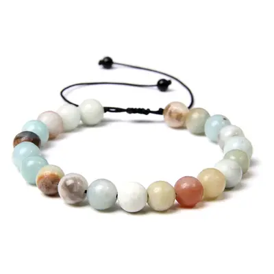 Bracelet Amazonite - Pierres boules 8mm cordon ajustable