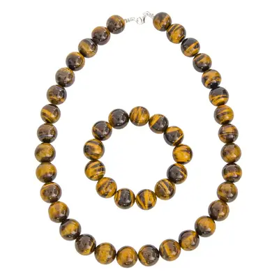 Parure Oeil de tigre - Pierres Boules 14mm