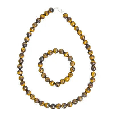 Parure Oeil de tigre - Pierres Boules 10mm