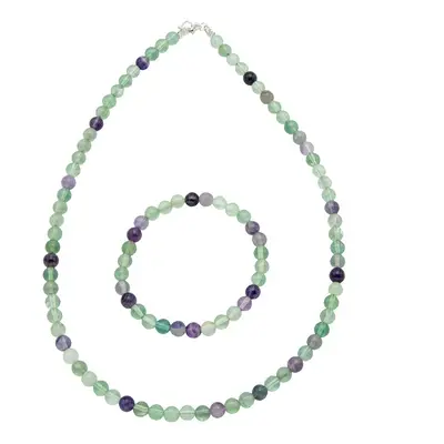 Parure Fluorite multicolore - Pierres boules 6mm