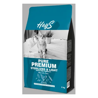 Croquettes Chat Stérilisé Hays Pure Premium Light au poulet 2 kg