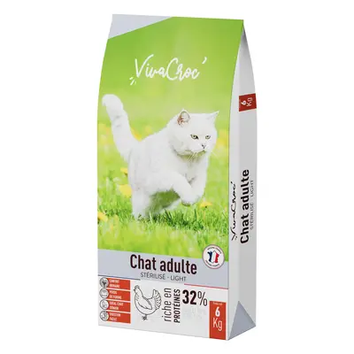 Croquettes Chat VivaCroc Adulte Stérilisé Light Poulet 6 kg