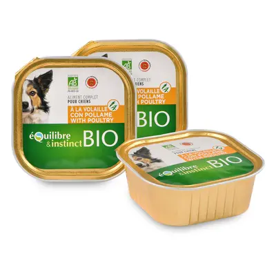 Barquette Chien Équilibre & Instinct bio Volaille 300 gr