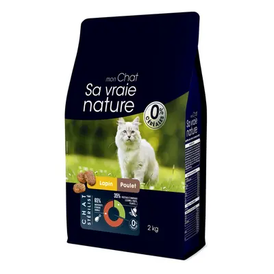 Croquettes Chat Stérilisé Sans Céréales - Sa Vraie Nature Lapin et Poulet - 2 kg