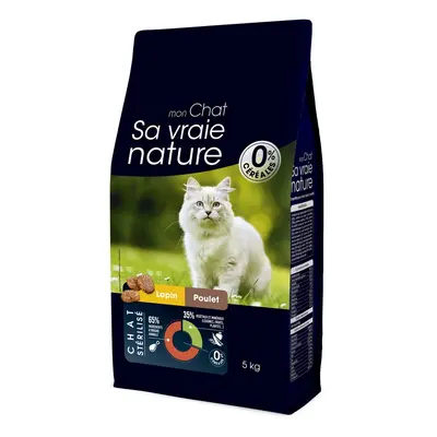 Croquettes Chat Stérilisé Sans Céréales - Sa Vraie Nature Lapin et Poulet - 5 kg