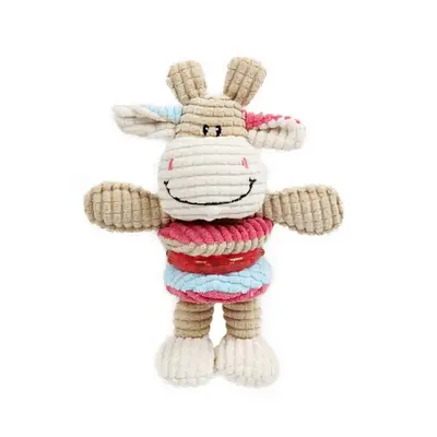 Jouet Chien - Europet Peluche Cow play Beige et rose - 21 x 15,5 cm